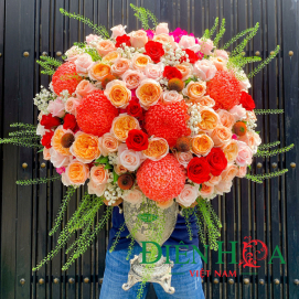 A big beautiful vase of flowers